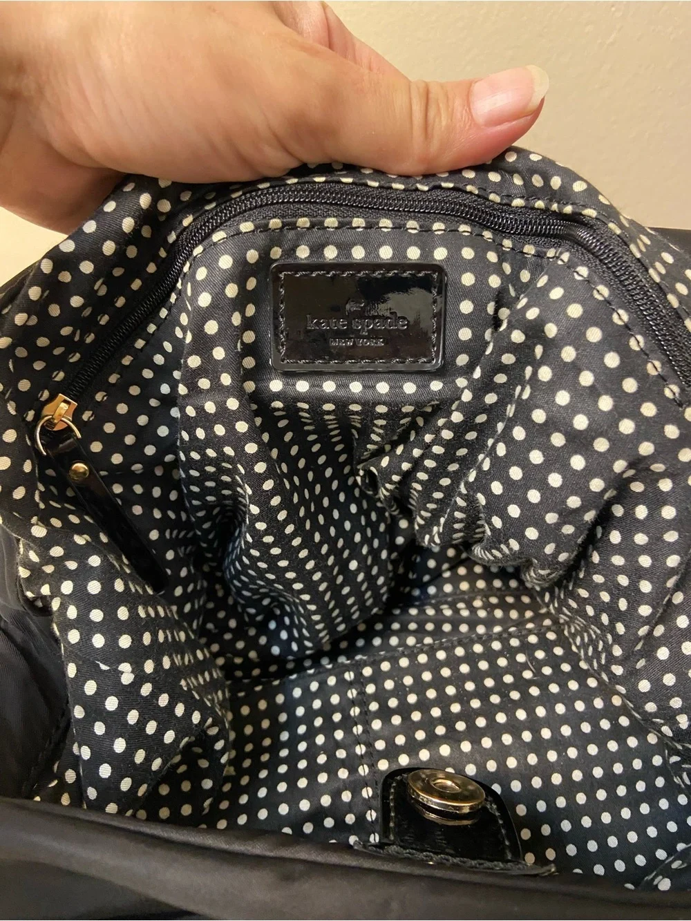 kate spade Black Nylon Dual-Handle Shoulder Bag with Gold Hardware